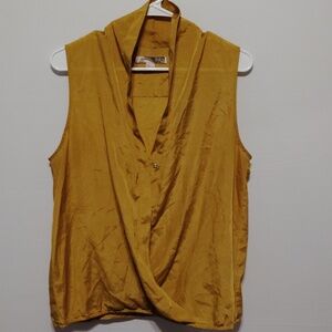 Women mustard colored blouse snap missing easy fix